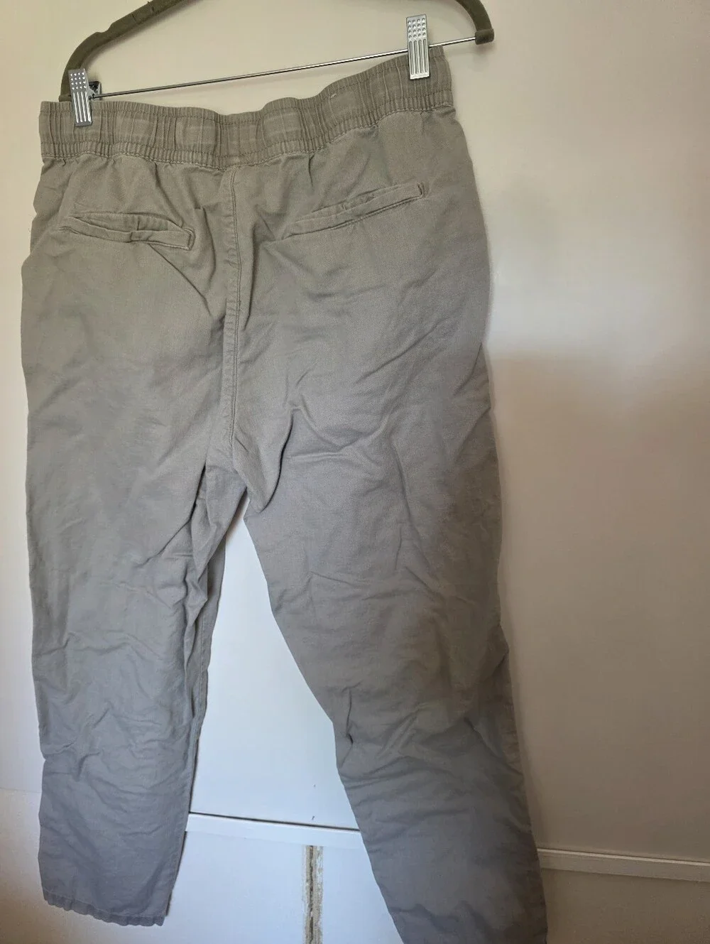 Zara Women's Beige Linen Drawstring Pull-On Pants Size Large Pockets